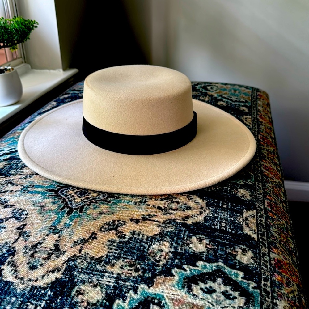 Beautiful hat on off white color